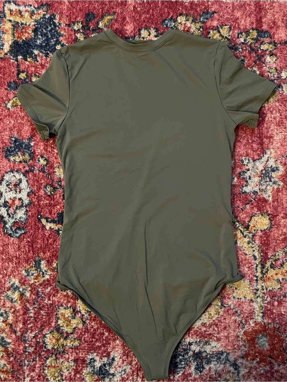 PINK Victoria's Secret Olive Green Crewneck Bodysuit size medium